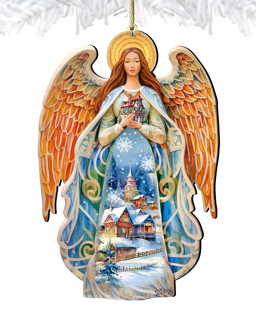 Designocracy Blessing Home Angel Christmas Wooden Ornaments Holiday Decor G. DeBrekht