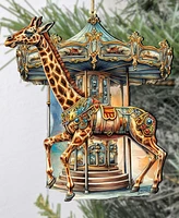 Designocracy Carousel Giraffe Christmas Wooden Ornaments Holiday Decor G. DeBrekht