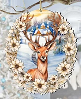 Designocracy Majestic Forest Deer Christmas Wooden Ornaments Holiday Decor G. DeBrekht