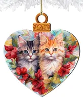 Designocracy Cute Kittens Christmas Wooden Ornaments Holiday Decor G. DeBrekht