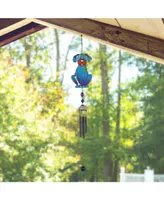 30" Long Blue Dog Wind Chime with Black Gem
