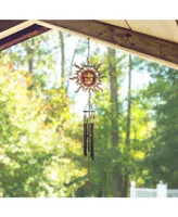 50" Long Red Mystical Gem Wind Chime with Small Dangled Sun Celestial Wind Chime
