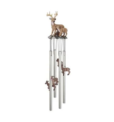 23" Long Deer with Fawn Round Top Wind Chime