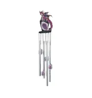 23" Long Dragon on Purple Faux Crystal Round Top Wind Chime