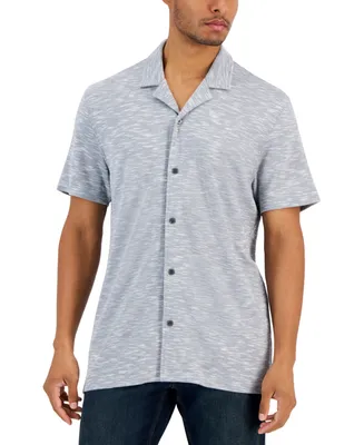 Alfani Men's Slub Pique Textured Short-Sleeve Camp Collar Shirt, Created for Macy's