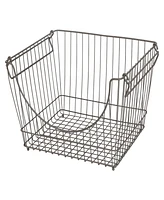 Smart Design Set of 6 Large Stacking Baskets with Handles, 12.5" x 8.5"