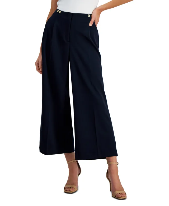 Calvin Klein Jeans Women's High-Waist Wide-Leg Pleated Pants