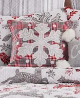 Levtex Winterland Plaid Snowflake Decorative Pillow, 18" x 18"