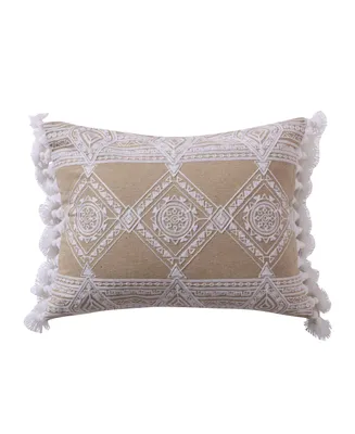 Levtex Harleson Diamond Embroidered Tassels Decorative Pillow, 14" x 18"