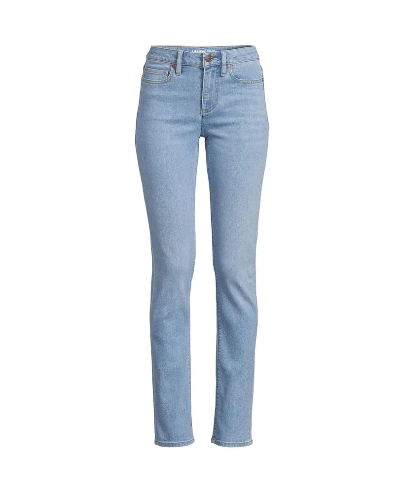 Lands' End Petite Recover Mid Rise Straight Leg Blue Jeans