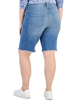 Style & Co Plus Denim Raw-Edge Bermuda Shorts, Created for Macy's