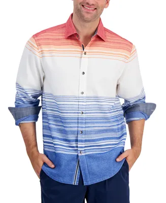 Tommy Bahama Men's Canyon Beach Bonfire Engineered Yarn-Dyed Stripe Button-Down Shirt
