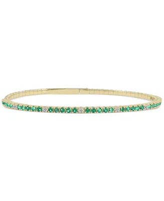 Emerald (3/4 ct. t.w.) & Diamond (1/6 Flexible Bangle Bracelet 14k Gold (Also Ruby Sapphire)