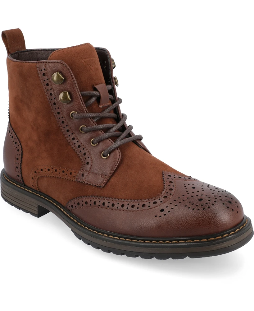 Vance Co. Men's Virgil Tru Comfort Foam Wingtip Lace-Up Ankle Boots