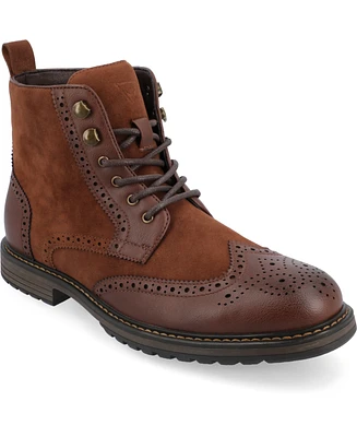 Vance Co. Men's Virgil Tru Comfort Foam Wingtip Lace-Up Ankle Boots