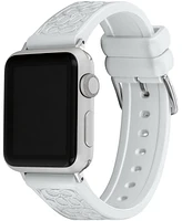 Coach White Pearlized Signature C Silicone Strap for 38, 40, 41mm Apple Watch