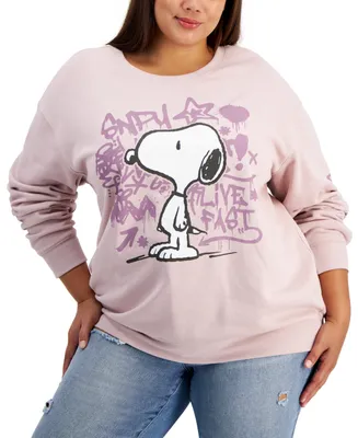 Love Tribe Trendy Plus Size Snoopy Graffiti Graphic Sweatshirt