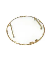 Round Glass Tray with Gold-Tone Rim and Handles, 13" D