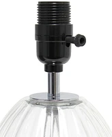 All The Rages 17.63" Contemporary Fluted Glass Bedside Table Lamp with Gray Fabric Shade