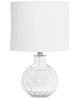 All The Rages 17.75" Contemporary Engraved Honeycomb Glass Table Desk Lamp with White Fabric Shade