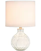 All The Rages 17.75" Contemporary Engraved Honeycomb Glass Table Desk Lamp with White Fabric Shade