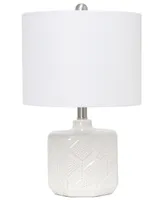 All The Rages 19" Contemporary Bohemian Ceramic Eyelet Pattern Floral Textured Bedside Table Lamp with White Fabric Shade