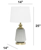 All The Rages 25" Classic Fluted Ceramic and Metal Table Lamp with White Fabric Shade for Bedside Desk Foyer End table Dresser Dining Room