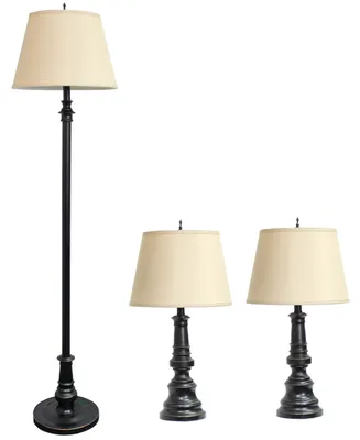 Lalia Home Oxford Classic 3 Piece Metal Lamp Set