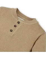 Hope & Henry Baby Boys Organic Cotton Long Sleeve Henley Pullover Sweater