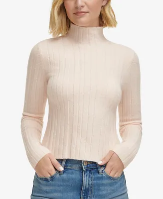 Calvin Klein Jeans Women's Mock-Neck Long-Sleeve Ribbed Sweater