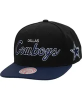 Men's Mitchell & Ness Black, Navy Dallas Cowboys Team Script 2.0 Snapback Hat