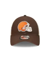 Men's New Era Brown, Natural Cleveland Browns Loyal 9TWENTY Trucker Snapback Hat