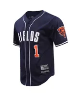 Men's Pro Standard Justin Fields Navy Chicago Bears Baseball Player Button-Up Shirt