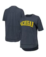 Women's Pressbox Heathered Navy Michigan Wolverines Arch Poncho T-shirt