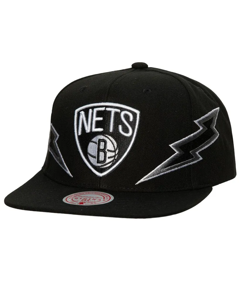 Men's Mitchell & Ness Black Brooklyn Nets Hardwood Classics Soul Double Trouble Lightning Snapback Hat