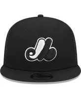 Men's New Era Black Montreal Expos Cooperstown Collection Trucker 9FIFTY Snapback Hat