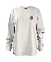 Women's Pressbox White Ohio State Buckeyes Pennant Stack Oversized Long Sleeve T-shirt
