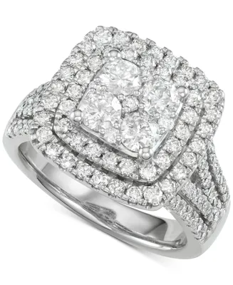 Diamond Multi-Halo Cluster Engagement Ring (2 ct. t.w.) in 14k White Gold