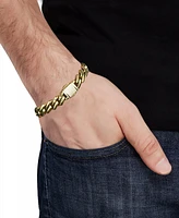 Blackjack Men's Cubic Zirconia-Accented Curb Link Chain Bracelet in Gold-Tone Ion-Plated Stainless Steel - Gold