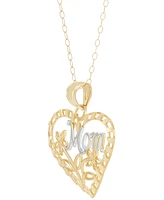 Mom Heart 18" Pendant Necklace in 10k Gold