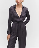 Mango Women's Long Satin Shirt Jumpsuit