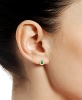 Lab-Grown Emerald (1/3 ct. t.w.) & White Sapphire (1/6 Pear Halo Stud Earrings 14k Gold