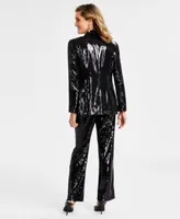 I.N.C. International Concepts Sequined Blazer Layering Camisole Top Sequined Straight Leg Pants Created For Macys