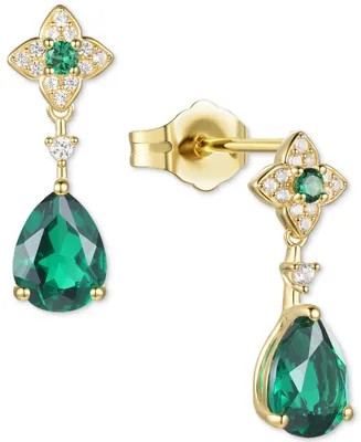 Lab-Created Emerald (1-1/5 ct. t.w.) & Lab-Created White Sapphire (1/10 ct. t.w.) in 14k Gold-Plated Sterling Silver