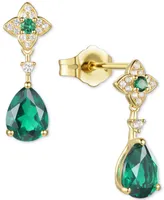 Lab-Created Emerald (1-1/5 ct. t.w.) & Lab-Created White Sapphire (1/10 ct. t.w.) in 14k Gold-Plated Sterling Silver
