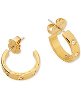 Kate Spade New York Gold-Tone Small Pave Huggie Hoop Earrings, 1"