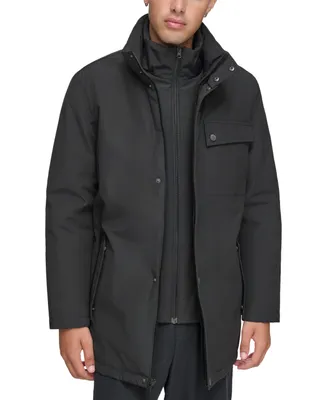 Marc New York Men's Harcourt Car Coat with an Attached Self Fabric Bib