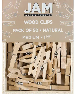 Jam Paper Wood Clip Clothespins - Medium - 1.13