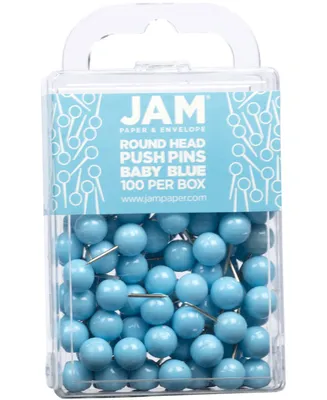 Jam Paper Colorful Push Pins - Round Head Map Thumb Tacks Pushpins