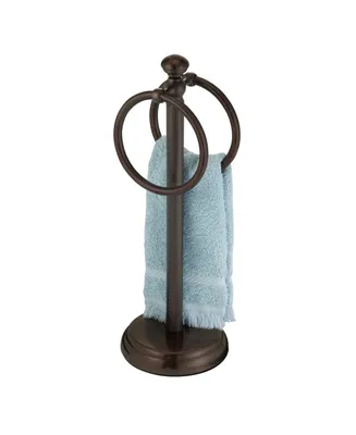 mDesign Steel Bathroom Towel Rack Holder Stand with 2 Hanging Rings